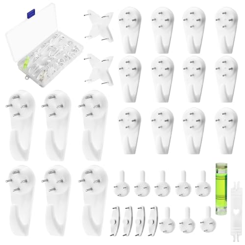 Set di Ganci per Quadri Muro, 34 Pezzi Ganci da Parete Antitraccia