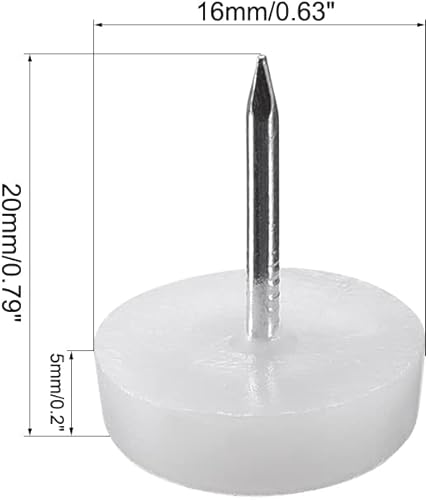 Miniatura 2 de uxcell Pies de muebles para uñas de plástico deslizante, almohadilla protectora para patas de mesa, 0.630 in de diámetro, color blanco, 20 unidades