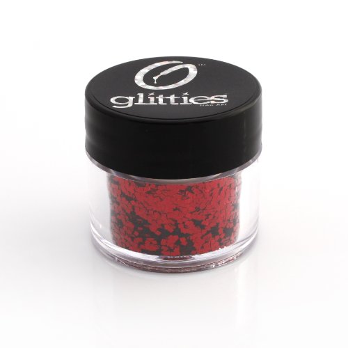 GLITTIES - Ruby Red - (.035") - Square Red Solvent Resistant Glitter - Glitter for Nails - Gel, Acrylic, Nail Polish, Nail Art Supplies - Iridescent, Holographic, Polyester - (10 Grams)
