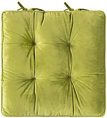 JINGXIN Thicken Soft Office Chair Pad Back Cushion Solid Color Dining Room Seat Cushions Home Floor Cushions Tatami Pillows - 16.9 x 16.9 inches,Green