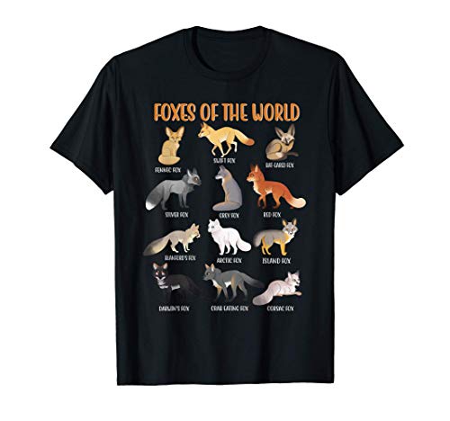 Foxes Of The World Funny Fox Animals Educational Foxes Lover T-Shirt