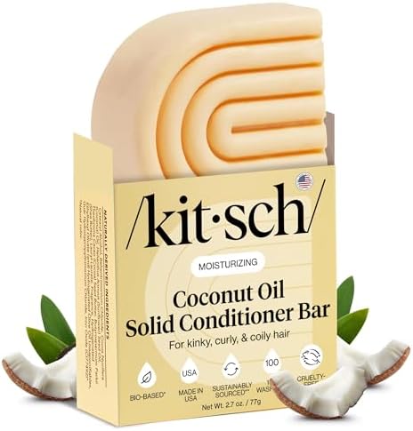 Kitsch Coconut Oil Conditioner Bar - Hair Conditioner For Women and Men - Deep Moisturizing, Nourishes, Hydrate & Soften Damaged Dry Hair - Silicone, Paraben & Sulfate Free - 2.7 oz