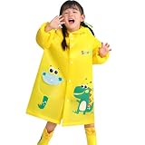 [HYJEAL] キッズ レインコート 防水加工 反射テープ付き 子供 女の子 男の子恐竜柄 ユニコーン 動物パターン 男女兼用 小学生 レインポンチョ 防水 防風 収納ポーチ付 梅雨対策 通園 通学 入園M