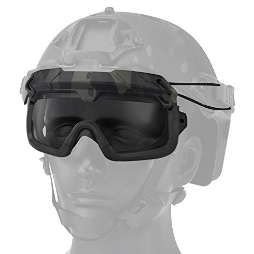 Peminkoo Tactical Airsoft Paintball Goggles Windproof Anti Fog CS Wargame Hiking Protection Goggles Fits for Tactical Helmet (BCP CLEAR LENS)