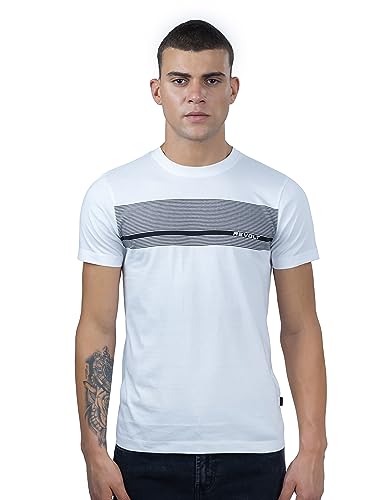 Image of Revolt Streetwear SINDICATE Men Revolt Men's Casual Round Neck 100% Cotton T-Shirt - with Graphic Print, Logo Branding (Coconut Milk, M)