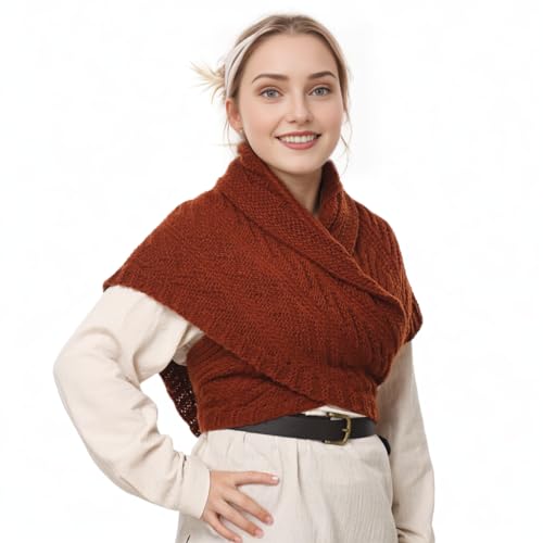 FAD-4U Women's Triangular Scarf Winter Knitted Wrap for Fashionable Warmth Sweater Neckerchief Cape Plus3