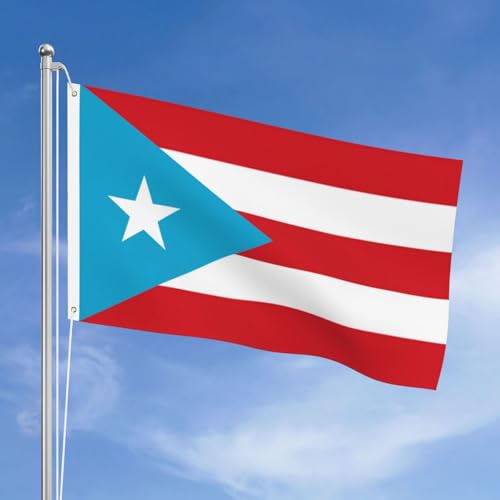 3x5 Feet Light Blue Puerto Rico Flag Tapestry Puerto Rican National Flags with 2 Brass Grommets for Indoor Outdoor Yard House Garden Decor Vivid Color Durable Polyester