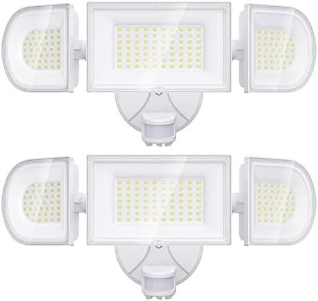 iMaihom 2 Pack 100W Motion Sensor LED Security Light, 9000LM Super Bright White Flood Lights Outdoor, 6500K Exterior Floodlight, IP65 Waterproof 3 Head Adjustable Motion Detector Light for Yard Garage