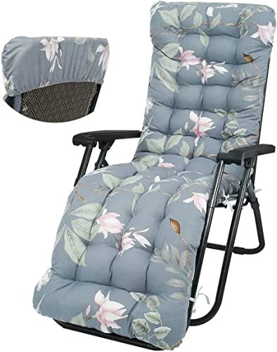 Lounge Chair Cushion Pad, Thickened Sun Lounger Cushion Pad with Head Cover, Non-Slip Soft Lounge Chair Cushions Outdoor Indoor Sun Lounger Cushions for Patio Garden 170x50cm(66.9x19.6inch) (B)