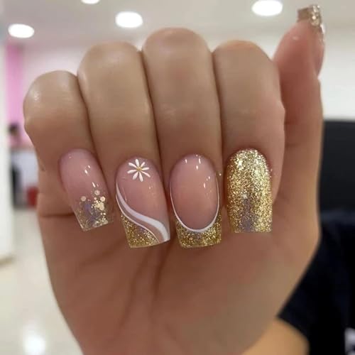 Image of Fashionharbour 24 Reusable Artificial Fake Nail Set| Lightweight & Long Lasting| Easy To Use| Quick Fix For Festivals & Special Occasions (w488)