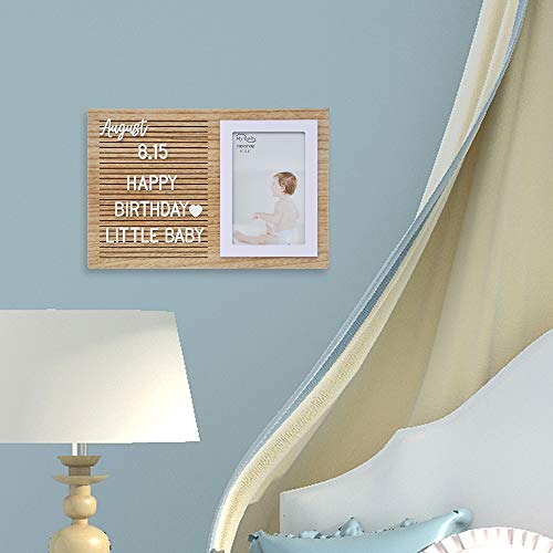 Veskaoty Wood Letter Board Picture Frame With 493 Letters, Numbers & Symbols - 11.8 X 7.9 Inch Changeable Message Board Photo Frame For Family, Babies, Pets #TOP2
