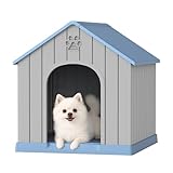 Fancyango Dog House Outdoor Indoor, Weatherproof Dog House with Elevated Floor and Air Vents for Small to Medium Dogs,Easy Clean and Assemble (Blue, 26.18''L × 24.02''W × 25.98''H)