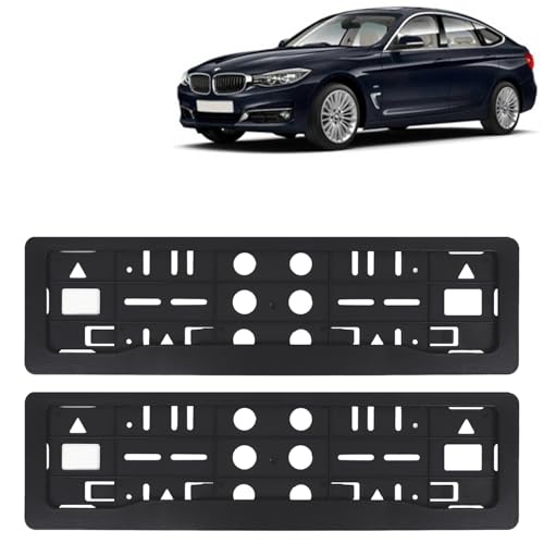 Image of KINGSWAY 3 Series GT Car Number Plate Frames for All 2019 Onwards Models of B-MM-W Car Registration Plate Holders, Black Licence Plate Covers (Front and Rear), Universal Size 51.5 x 14.5 cm