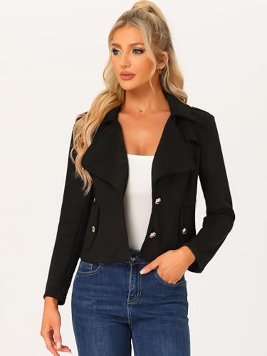 Allegra K Faux Suede Jackets for Women's 2024 Spring Casual Button Down Cropped Jacket4
