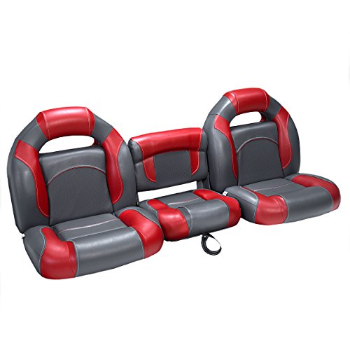 DeckMate 61" Bass Boat Seats (Charcoal & Red)