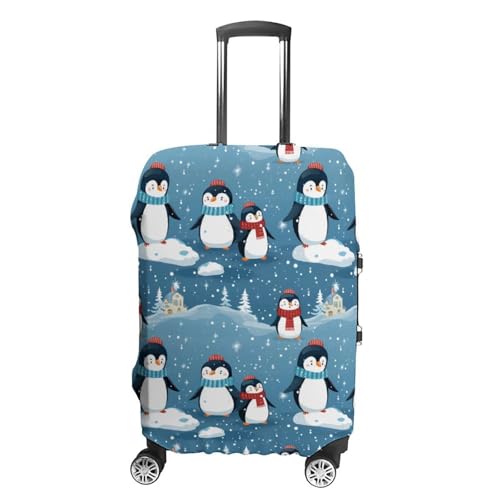 Cute Animals Penguin Travel Luggage Cover Washable Suitcase Protector Baggage Covers for Women Men L