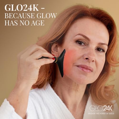 Image of GLO24K LED Facial Massager for Face & Neck - Beauty Wand with LED Light, Vibration & Gentle Warmth - Cosmetic Skincare Tool for Daily Self-Care