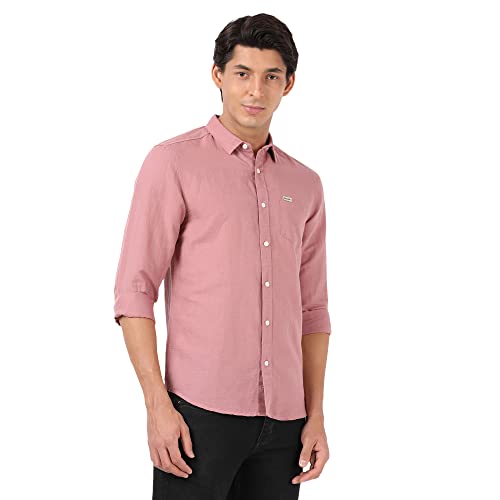 Image of Wrangler Men Dusky Pink Solid Regular FiT-Shirt