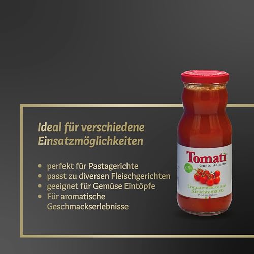 Tomati - Tomatensauce 350g - aus 97 % sonnengereiften italienischen Kirschtomaten - ideal für Pizza und Pasta