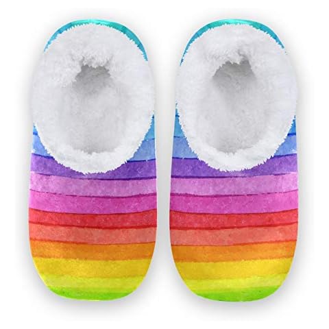 Linomo Colourful Rainbow Slippers for Women Cover