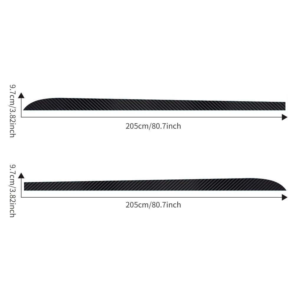 Shkalacar 2 Pezzi Gonna Laterale Strisce da Corsa Decalcomanie, Adesivi Vinile Fibra di Carbonio 3D Ricambio per BMW f30 f31 f22 f23 e90 e91 e92 e93 Accessori 205 cm/80,7 Pollici