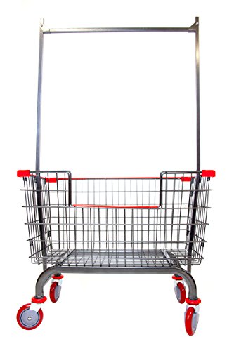 Coin Laundry Cart, Cart&Supply [Heavy Duty] [Rolling Cart] 6.0 Bushel Gray/Red (Charcoal Gray 6.0 Large Capacity Double Pole Rack) #TOP16