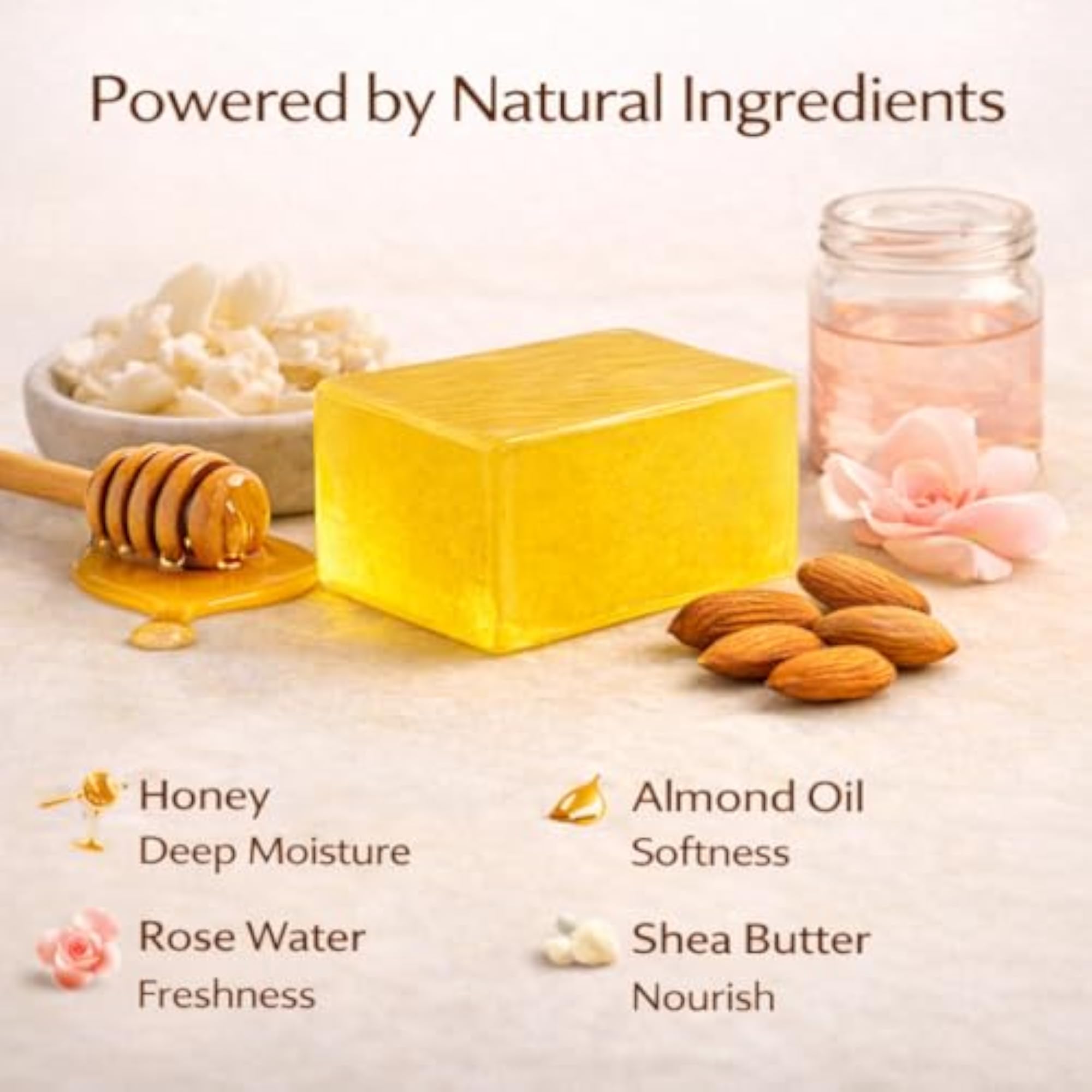 Honey Almond Handmade Soap, Pack of 4 (100g Each)