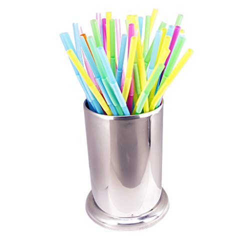 KINGSUPER Stainless Steel Drinking Straw Holder Organizer Spoons Forks Chopsticks Storage(6.7" x 4")