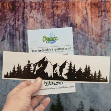 Byzee Mountain Decal for Car Bumper Sticker, Van or Truck Tailgate | Rocky Mountain Pines Premium Badge or Emblem Nature Overlay | Exterior Grade Automotive Graphic, Great Gift Idea for Hiker, Camper