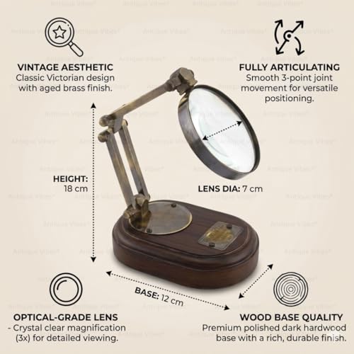 Loupe en laiton de style antique pour lecture et décor de table