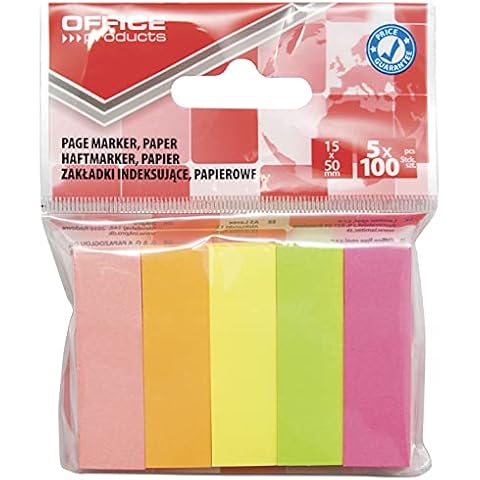 Filing Index Tabs Office Products Paper 15x50 Mm 5x100 Tabs Polybag Assorted Colors/Paper and Labels/Type-Standard/Kind-On The Pendant/Shape-Rectangle/Material-Paper Cover