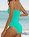13 Best Green Swimsuit One Piece for Older Women 8 Daci Aqua Green One Shoulder One Piece Swimsuits for Women Tummy Control Bathing Suits Modest Full Coverage Slimming Swimwear L