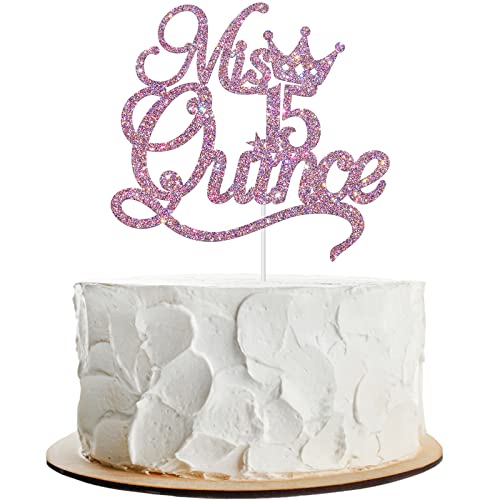 Dalaber Mis Quince 15 Cake Topper, Happy 15Th Birthday Party Supplies, Hello 15, Cheers To 15 Years Old Birhtday Party Decorations, Annniversary Party Cake Decor - Purple #TOP12