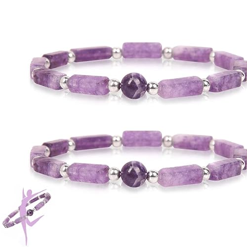 Exsbtay Amethist Magnetische Armband voor Helende Stenen, Magneetveldtherapie, Gewichtsverlies en Angstbestrijding - 13 x 4 cm, Edelsteen