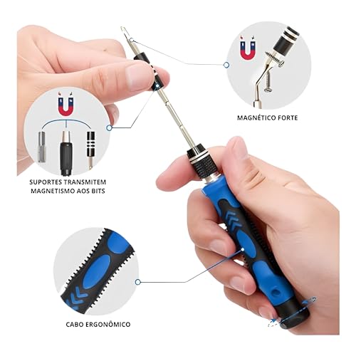 Kit de Chaves de Precisão Fenda Torx Phillips Jogo de Ferramentas 60 em 1 Com Extesão Flexível Aplic