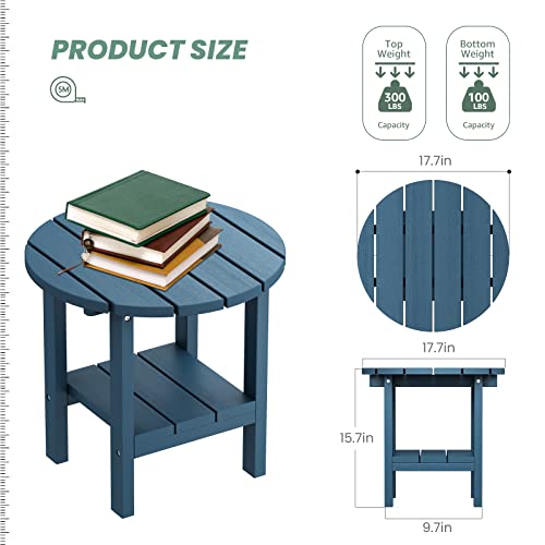 Serwall Round Adirondack Side Table Double End Table- Blue #TOP5