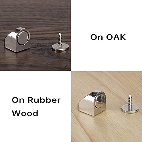Keenkee 4 Set Magnetic Cabinet Door Catches Hardware Fittings With Neodymium Magnets For Furniture Door Stoppers, Closer, Latch, Nickel Color, Free Wood Screws #TOP6