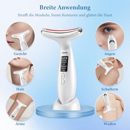 Gesichtsmassagegerät Gegen Falten Face Massager: EMS Gerät Gesicht mit 5℃ Kälte und 45℃ Wärme – Gua Sha Elektrisch mit 6 Modi 7 Farben LED – Neck Beauty Device zur Lifting & Straffung für Damen Herren