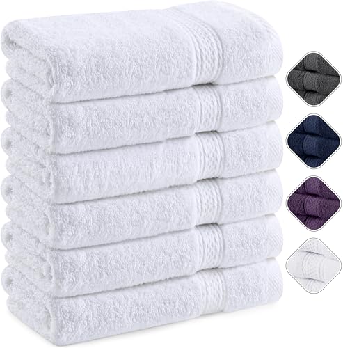 Utopia Towels - 6er Pack Frottee handtücher 50x100 cm mit Aufhängeschlaufe, mittelgroße Handtücher 100% Baumwolle weich und saugfähig Handtücher Set (Weiß)