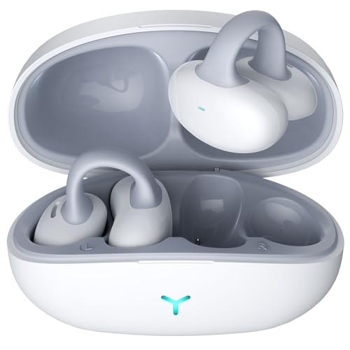 Butyoef Open Ear Clip Headphones,55H Play,HiFi Stereo Sound Effect,IPX5 Waterproof,Bluetooth Wireless Earbuds,Meeting, Driving,Traveling,Gift (White)