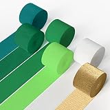 HOUSE OF PARTY Green Goddess Crepe Paper Streamers 6 Crepe Paper Rolls 492ft (1.8 Inch x 82 Ft/Roll)