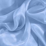 Entisn Sparkle Organza Fabric, 1 Yard Continuous with 59 Inch Wide Shimmer Sheer Organza, Shiny Light Blue Fabric for Stage Costume, Fashion Dress, DIY Crafts, Wedding Decoration, Arch Backdrop