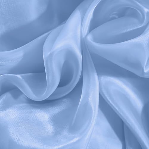 Entisn Sparkle Organza Fabric, 3 Yards Continuous with 59 Inch Wide Shimmer Sheer Organza, Shiny Light Blue Fabric for Stage Costume, Fashion Dress, DIY Crafts, Wedding Decoration, Arch Backdrop
