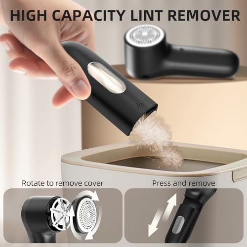 Fabric Shaver Lint Remover, Electric Lint Shaver with LED Display, USB Rechargeable, 3-Speed, Sweater Defuzzer Battery Operated to Remove Pilling, 6-Blade for Clothes Upholstery Furniture - 5