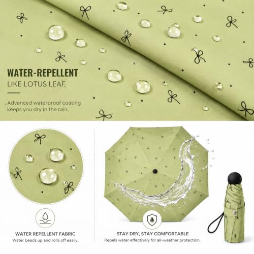 Image of Umbrella for Rain and Sun Protection UPF50+ Mini Capsule Foldable Umbrella for Women Men | 5-Fold Compact Travel Umbrella | Windproof UV Protection | Ring Buckle Anti-Loss