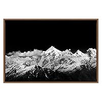 SIGNWIN Framed Canvas Wall Art Cloudscape Over Snowy Mountain in Winter Landscape Wilderness Photography Modern Panoramic Relax/Calm Black and White for Living Room, Bedroom, Office - 16