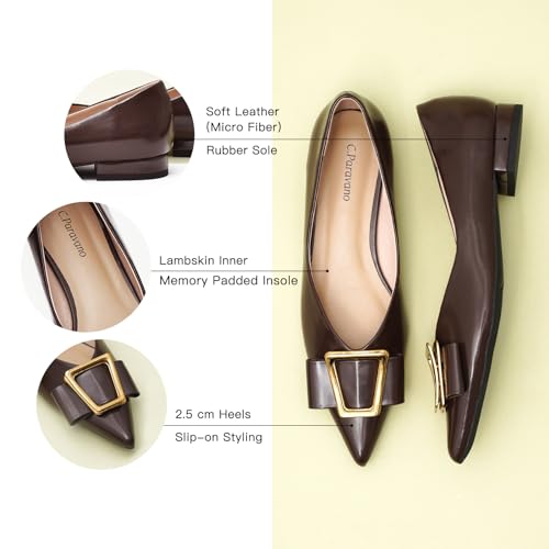 C.Paravano Flats for Women | Womens Flats | Women's Slip On Ballet Flats | Claret Flats | Pointed Toe Flats | Comfortable Casual Dressy Shoes(Size 9)4
