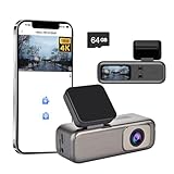 SEW PEUNRY 4K Dash Cam Front, Q6 Mini WiFi Dash Camera for Cars with App, 64GB Card Included, Night Vision, Front Car Camera, Loop Recording, G-Sensor, 24H Parking Mode, Supports 256GB Max