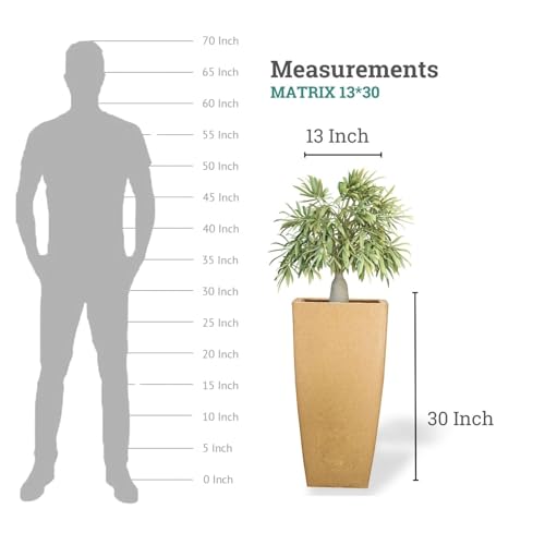 Image of Go Hooked Matrix 30 Inch Big Flower Pot | Outdoor & Indoor Planter for Balcony, Garden & Terrace | Durable Lightweight Decorative Polymer Pot for Live & Artificial Plants (Brown)