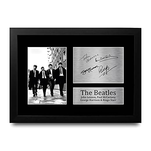 HWC Trading The Beatles A4 Enmarcado Regalo De Visualización De Fotos De Impresión De Imagen Impresa Autógrafo Firmado por Aficionados A La Música